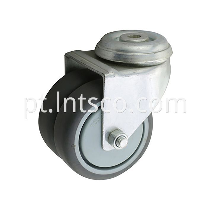 Bolt Hole Plate Dual-wheel Swivel Casters with TPR Wheels